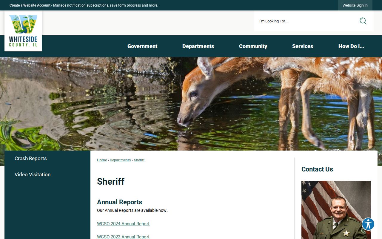 Whiteside County Sheriff website with official jail and records navigation